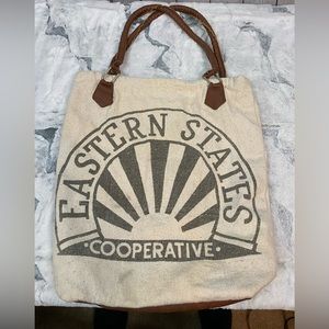 Eastern States Cooperative canvas feed bag tote! Vegan leather accents!